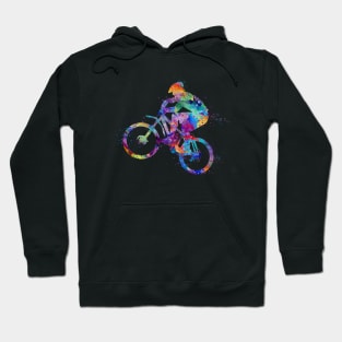 Boy Mountain Bike Cycling Watercolor Sport Hoodie